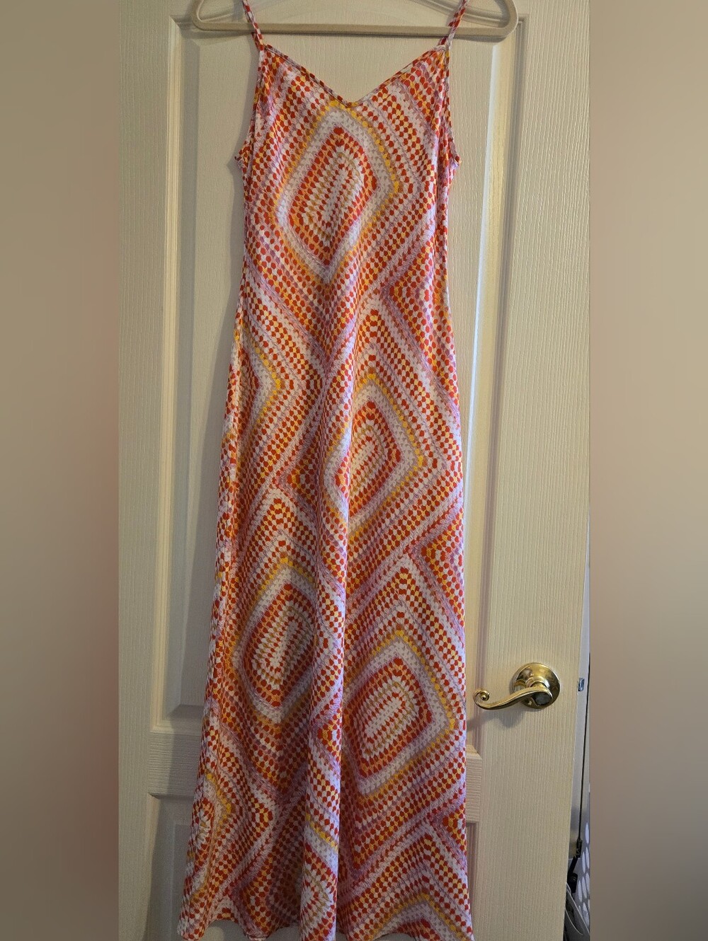 AllSaints Pink Orange Chevron Slip Maxi Skirt
